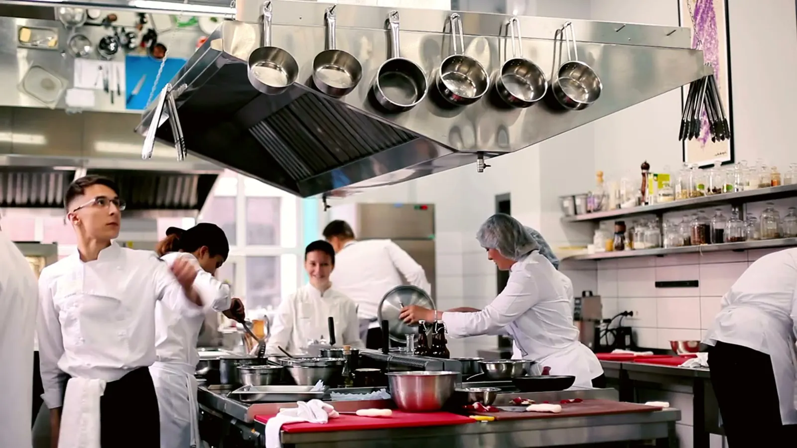 A kitchen line during service